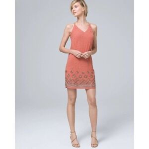 White House Black‎ Market Shift Dress Embellishments Crisscross Back size M